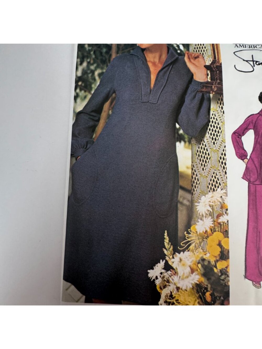 Vogue Sewing Pattern 1168 Stan Herman 70s Dress Wide Leg Pants Lounge Set 12 UC - Picture 2 of 14